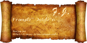 Franyó Jolán névjegykártya
